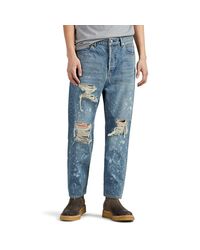 Balmain Blue Destroyed Straight Carrot-leg Jeans for men