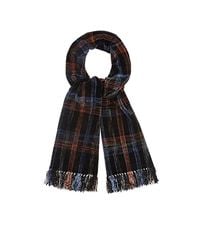Barneys New York Blue Plaid Chenille Scarf