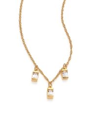 Jennifer Zeuner | Metallic Triple White Sapphire Baguette Necklace | Lyst