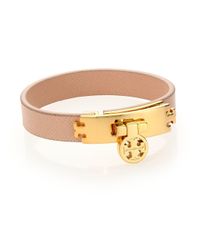 Tory Burch | Natural Turnlock Leather Wrap Bracelet | Lyst