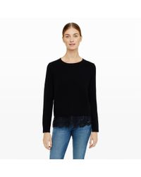Club Monaco | Black Jessarey Lace Hem Sweater | Lyst