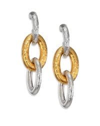 Gurhan | Metallic Hoopla 24k Yellow Gold & Sterling Silver Galahad Long Drop Hoop Earrings | Lyst