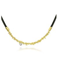 Orlando Orlandini - Flirt - Diamond 18k Yellow Gold And Rubber Necklace - Lyst