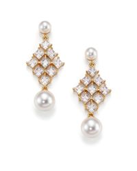 Adriana Orsini | Metallic Garden Gate Faux Pearl Kite Drop Earrings/goldtone | Lyst