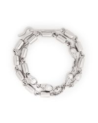Alexander McQueen | Metallic Rifle Chain Double Wrap Skull Bracelet for Men | Lyst