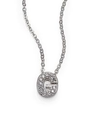 Adriana Orsini | Metallic Sterling Silver Pavé Initial Pendant Necklace | Lyst