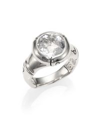 John Hardy | Metallic Bamboo White Topaz & Sterling Silver Small Round Ring | Lyst
