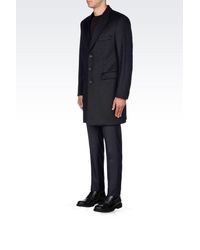 Emporio Armani | Blue Classic Coat In Wool Broadcloth for Men | Lyst