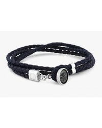 Tateossian | Diamond Dust Bracelet With Black Diamonds In Silver And Brown & Black Leather for Men | Lyst