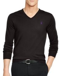 Ralph Lauren | Black Polo Slim-fit Merino V-neck Sweater for Men | Lyst