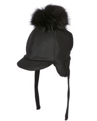 Kreisi Couture | Black Aviatore Hat With Fur Pompom | Lyst
