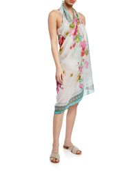 Johnny Was Multicolor Emilia Printed Cotton-silk Sarong Coverup