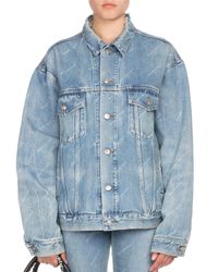 Balenciaga Blue Oversized Denim Allover Logo Jacket