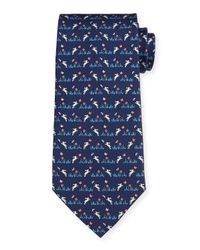 Ferragamo | Blue Bunny-print Silk Tie for Men | Lyst