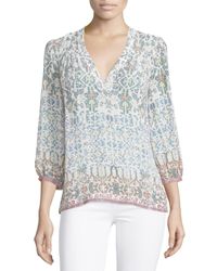 Joie | Blue Abelina Treasureprint Silk Blouse | Lyst