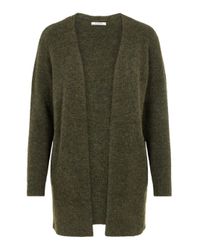 Pieces Open Voorkant Wolmix Vest Green