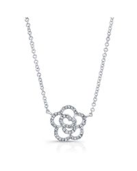 Anne Sisteron - 14kt White Gold Diamond Floral Necklace - Lyst