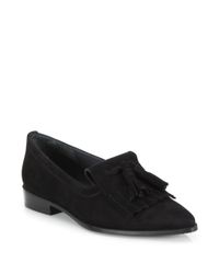 Stuart Weitzman | Black Avatass Suede Tassel Loafers | Lyst