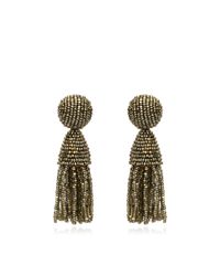 Oscar de la Renta | Metallic Classic Short Tassel Champagne Bead Earring | Lyst