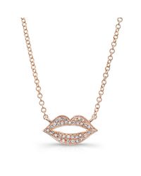Anne Sisteron - Pink 14kt Rose Gold Diamond Kiss Necklace - Lyst