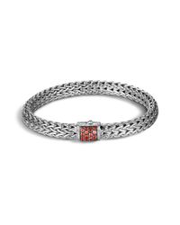 John Hardy | Metallic Classic Chain Sterling Silver Lava Medium Bracelet With Red Sapphire | Lyst