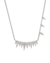 Meira T | Diamond & 14k White Gold Asymmetrical Curved Bar Necklace | Lyst