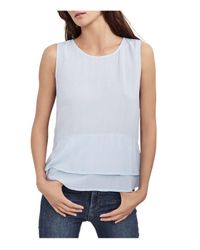 Velvet By Graham & Spencer - Blue Betsey Challis Ruffle Sleeveless Top - Lyst