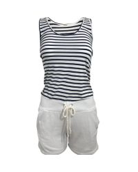 Monrow - Blue Stripe Tank Romper - Lyst