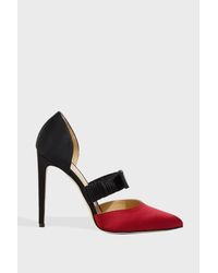 Chloe Gosselin Black Lily Bow-embellished Ruched Satin Pumps