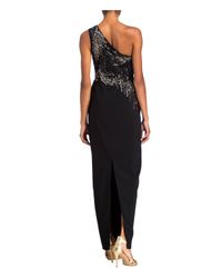 Adrianna Papell Black One-Shoulder-Kleid