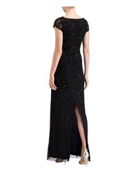 Adrianna Papell Black Abendkleid mit Spitzenbesatz