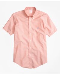 Brooks Brothers Orange Non-iron Brookscool® Madison Fit Short-sleeve Sport Shirt for men