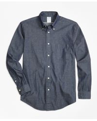 Brooks Brothers Blue Regent Fit Selvedge Indigo Sport Shirt for men