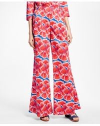 Brooks Brothers Blue Floral-print Cotton Sateen Pants