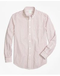 Brooks Brothers Red Milano Fit Triple Stripe Seersucker Sport Shirt for men