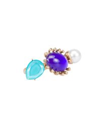 Oscar de la Renta | Blue Multi Cabochon Two-Finger Ring | Lyst