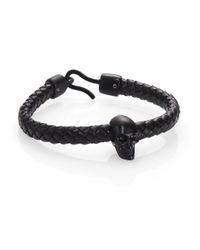 Alexander McQueen | Black Woven Leather Skull Bracelet for Men | Lyst