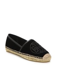 Tory Burch | Black Kirby Suede Espadrille Flats | Lyst
