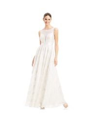 adrianna papell sleeveless gown with illusion