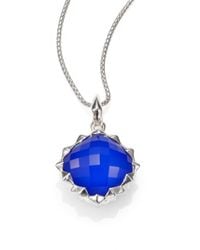 Stephen Webster | Blue Agate Clear Quartz Sterling Silver Haze Square Pendant Necklace | Lyst