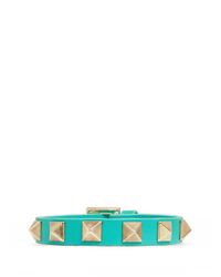 Valentino | Blue 'rockstud' Skinny Leather Bracelet | Lyst