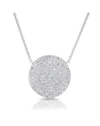 Anne Sisteron - Metallic 14kt White Gold Diamond Disc Necklace - Lyst