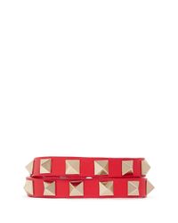 Valentino | Red 'rockstud' Double Wrap Leather Bracelet | Lyst