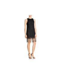 Lush | Black Lace Fringe Trim Dress | Lyst