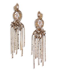 Erickson Beamon | Metallic Young & Innocent Crystal Crossover Fringe Drop Earrings | Lyst