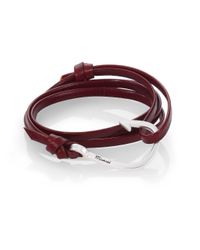 Miansai | Brown Silvertone Hook Leather Bracelet for Men | Lyst