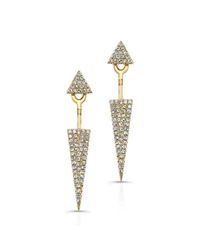 Anne Sisteron - 14kt Yellow Gold Diamond Double Triangle Floating Earrings - Lyst