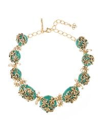 Oscar de la Renta | Metallic Jade Resin And Russian Gold Filigree Necklace | Lyst