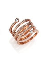 Michael Kors | Pink Park Avenue Glam Pave Spiral Ring/rose Goldtone | Lyst