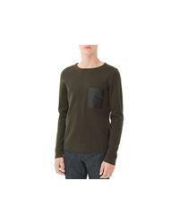 Sandro | Natural Leather Pocket Sweater for Men | Lyst